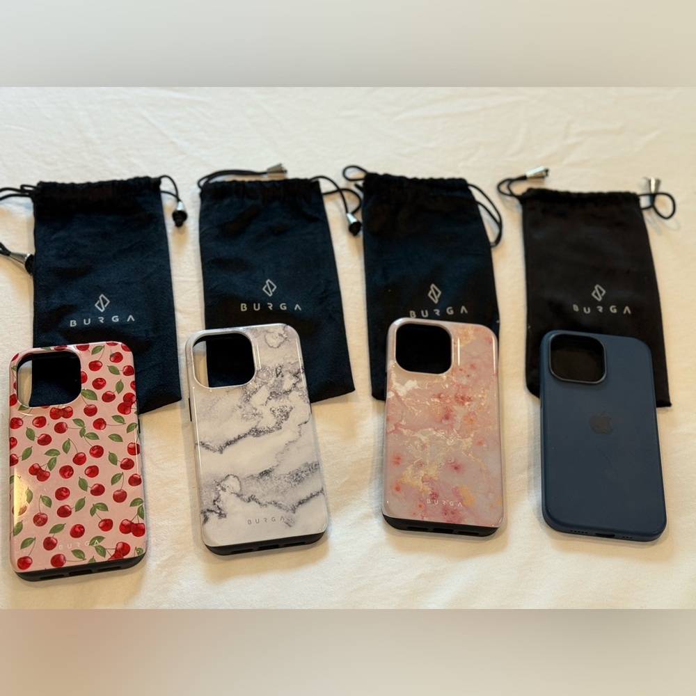 Burga Stylish Phone Case Collection - Cherry, Marble, Pink Marble, Green, Navy